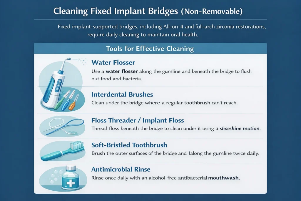 Cleaning Fixed Implant Bridges